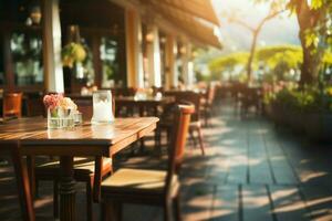 Blurred outdoor restaurant setting offers a unique and artistic background AI Generated photo