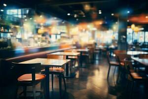 Blurred eatery and java joint, an abstract interior symphony AI Generated photo