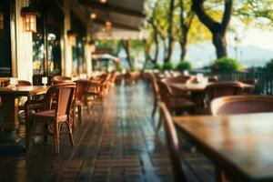 Artistic abstraction of an outdoor restaurant, perfect for background use AI Generated photo