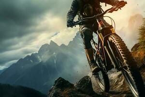 Adventure, nature, and the thrill of the ride Mountain biking AI Generated photo