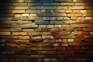 An old brick wall background featuring a whimsical light leak AI Generated photo