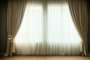 An empty rooms window and curtain closeup in an inviting interior AI Generated photo