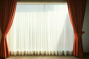 An empty rooms window and curtain closeup in an inviting interior AI Generated photo