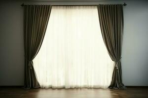 An empty room with window curtains, enhancing its interior decor AI Generated photo