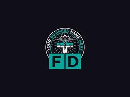 Typography Fd Logo Symbol, Letter FD Medical Doctors Logo For Your Floral Shop vector