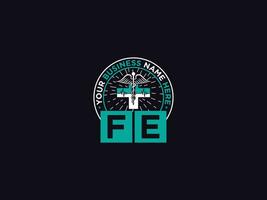 Typography Fe Logo Symbol, Letter FE Medical Doctors Logo For Your Floral Shop vector