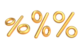 3D Rendering Golden Percent Symbol Set png