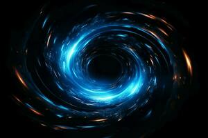 Abstract space Black holes, spirals, and radiant blue mist AI Generated photo