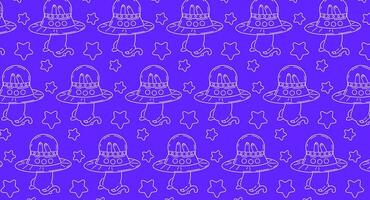 Beaded pattern in doodle style. Vector background with cat character in space. Cute space cats. Wrapping paper, print, wallpaper.