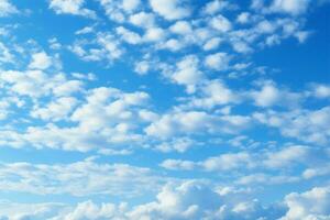 resumen natural belleza azul cielo adornado con esponjoso, soñador nubes ai generado foto