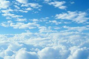 resumen natural belleza azul cielo adornado con esponjoso, soñador nubes ai generado foto
