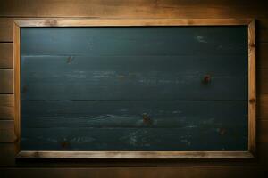 Traditional blackboard mounted on a wooden wall for teaching and learning AI Generated photo