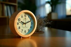 de madera reloj mejora el pacífico aura de un japonés dormitorio ai generado foto