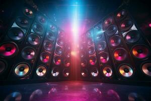 Speakers in a disco setting, providing a lively background ambiance AI Generated photo