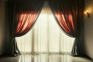 Sunlight and curtain combine, casting a warm and inviting glow AI Generated photo