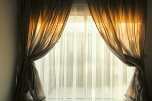 Sunlight filtering through a curtain, creating a soft, luminous ambiance AI Generated photo