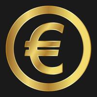 Gold icon of euro Concept of web internet currency vector