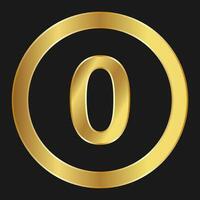 Gold icon with number zero Concept of internet icon vector