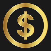 Gold dollar icon Concept of web internet currency vector