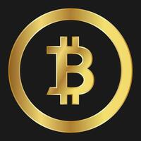 Gold icon of bitcoin Concept of web internet cryptocurrency vector