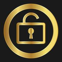 Unlock simple icon for apps and websites gold on white background vector