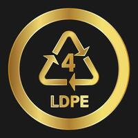 Recyclable plastic LDPE or PELD Simple gold icon on product packaging and box vector