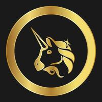 Gold icon of Uniswap Concept of internet web cryptocurrency vector