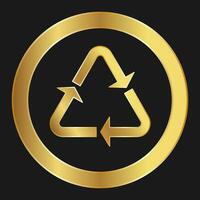 Recyclable plastic Simple gold icon on product packaging and box vector