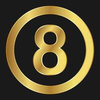 Gold icon with number eight Concept of internet icon vector