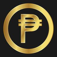 Gold icon of Peso Concept of internet web currency vector