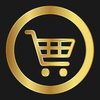 Shopping cart simple isolated gold icon for apps and websites vector