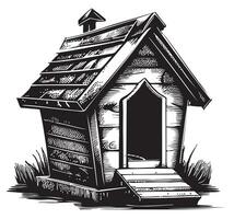 Dog house sketch, hand drawn in doodle style Vector illustration