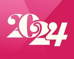2024 New Year Holiday Design White Abstract Vector Logo Symbol Illustration With Pink Background