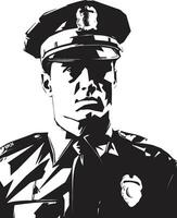 Heroes Among Us Police Officer Vector Portraits Vector Art of Courage Police Officer Illustrations