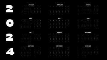Black horizontal calendar for 2024 photo