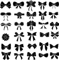 Bow ribbon icons set vector