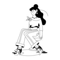 Trendy Woman Sitting vector