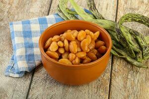 White bean in tomato sauce photo