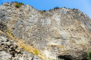 natural basalt rocks in Garni gorge in Armenia photo