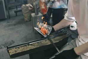 welder at work with burning glass photo