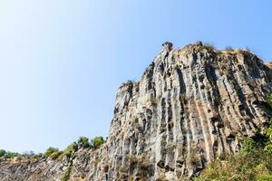 basalt cliff in Garni gorge in Armenia in autumn photo