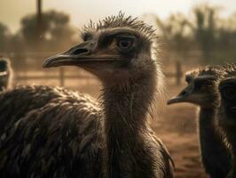 avestruz pájaro retrato creado con ai generado foto