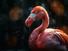 Flamingo bird portrait AI Generated photo