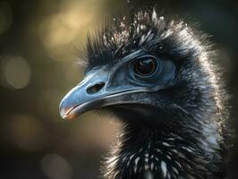 Emu bird portrait AI Generated photo