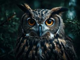 Owl bird portrait AI Generated photo