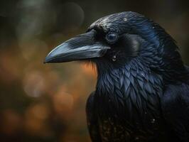 Raven bird portrait AI Generated photo