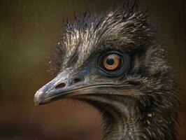 Emu bird portrait AI Generated photo