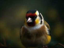 Goldfinch bird portrait created with AI Generated photo