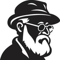 Retro Old Man in Spectacles Wise Elderly Man Vector Art