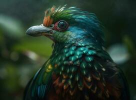 Quetzal bird portrait AI Generated photo